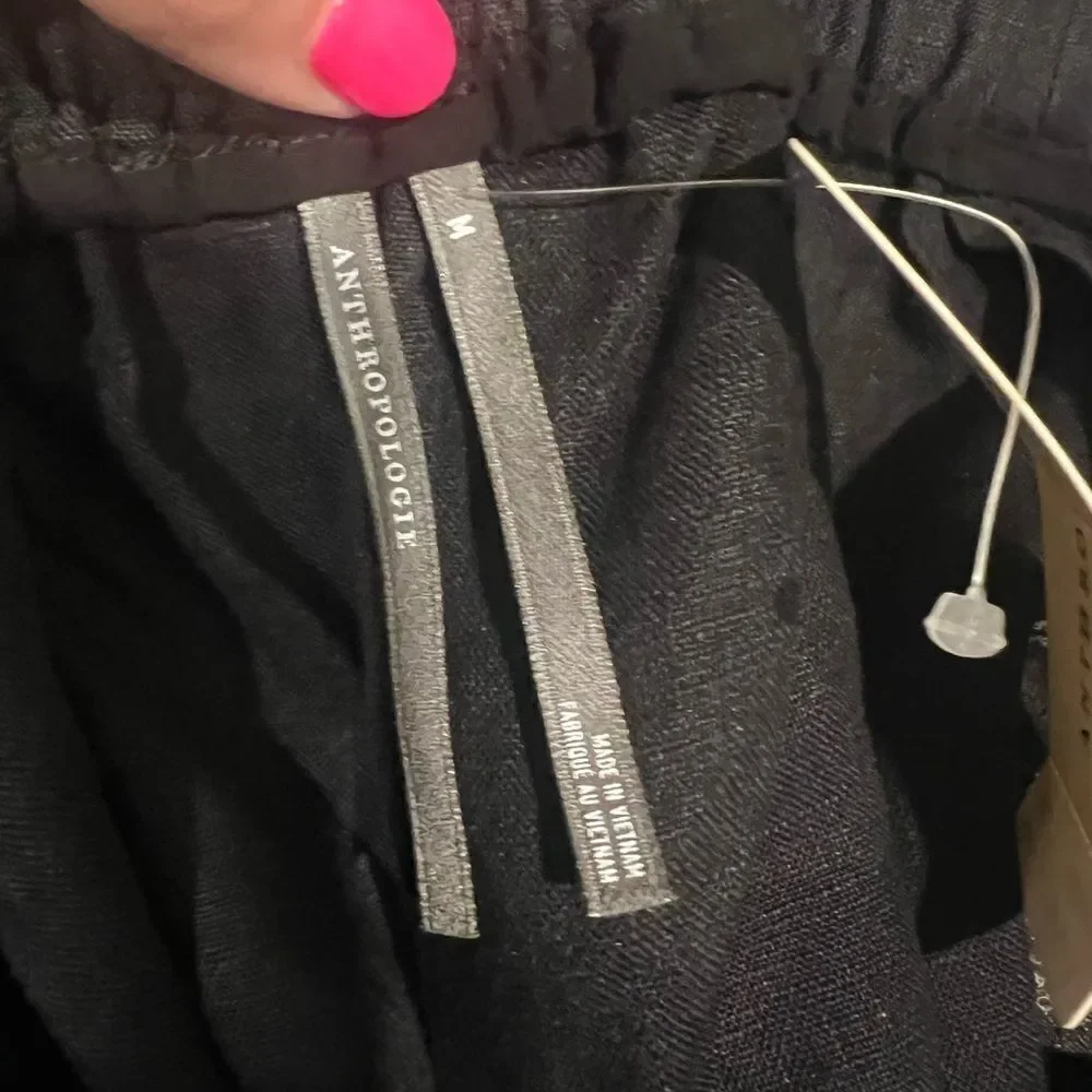 NWT By Anthropologie Linen Pleated Culotte Trouser Pants size medium - Picture 5 of 8